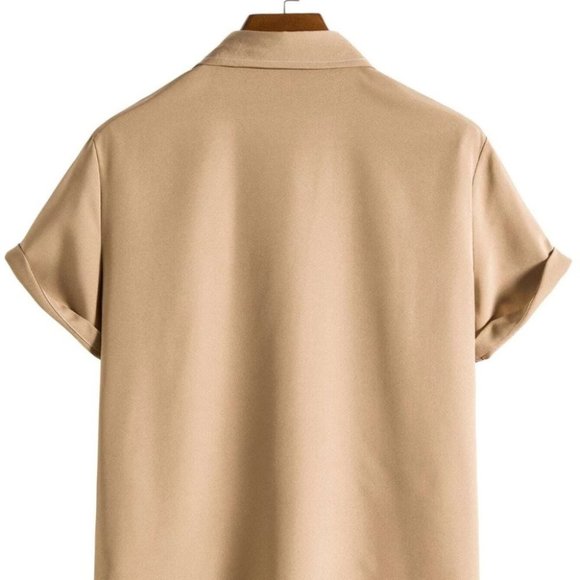 Khaki Men's Single Breasted Shirt - Picture 3 of 7